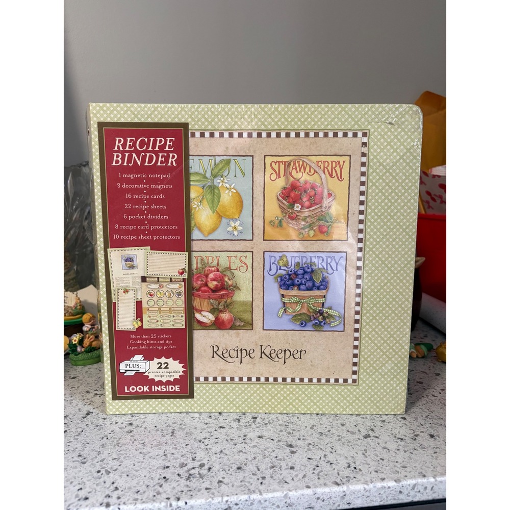 VTG Recipe Binder Keeper Organizer Cookbook Storage Kitchen‎ Recipes Stickers
